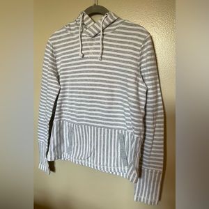 J. Crew, Flip Striped Nautical Hoodie, Gray and White, Women’s Size Small